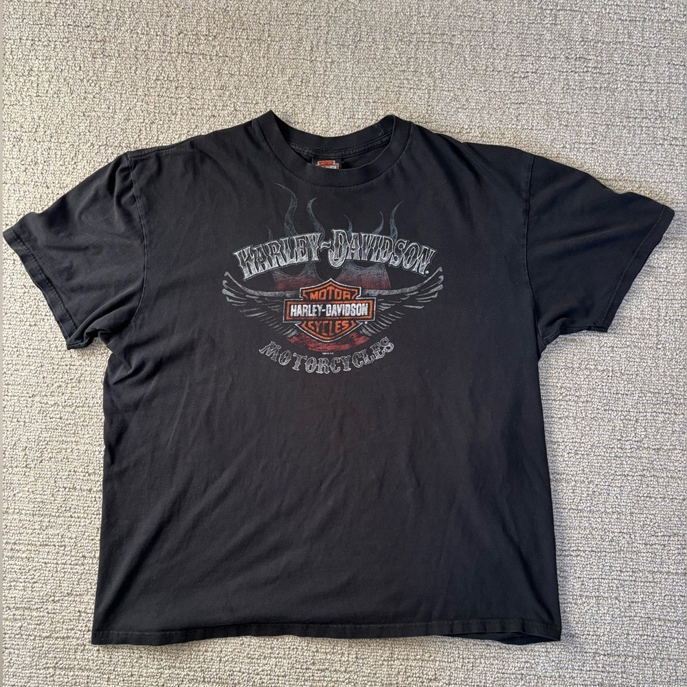 Harley-Davidson Black and Orange Winged Logo Tee